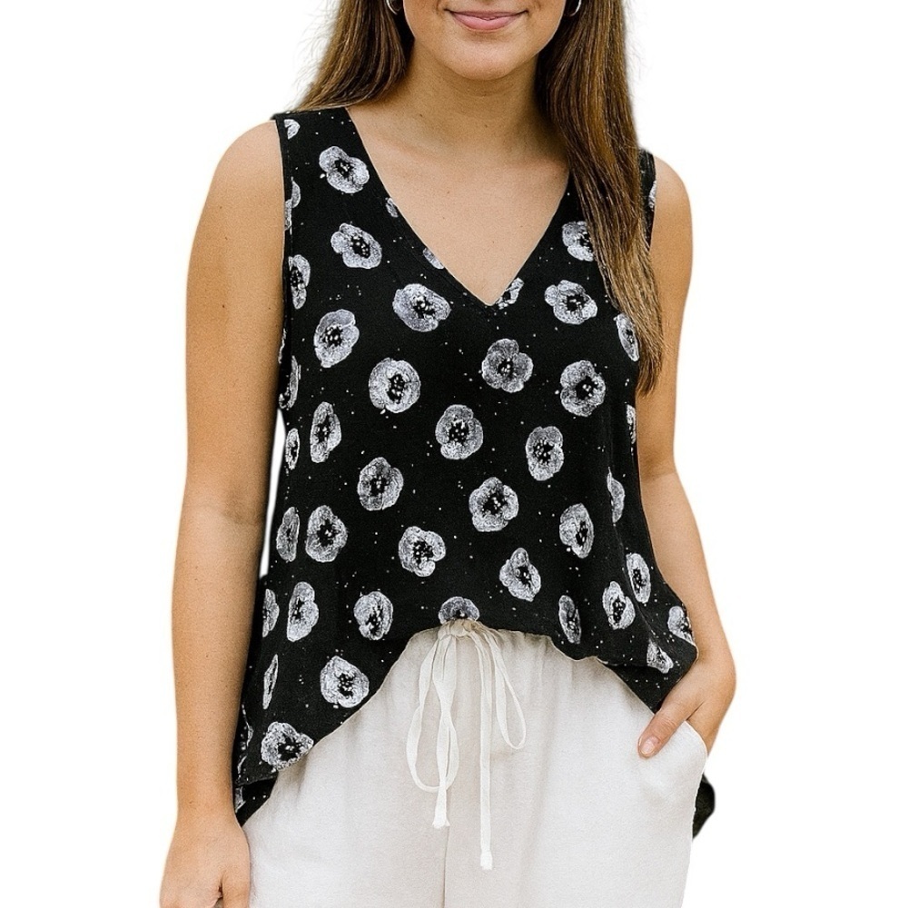 Rachel Roy Medium Asymmetrical Cap Sleeve Sleeveless Blouse Tank